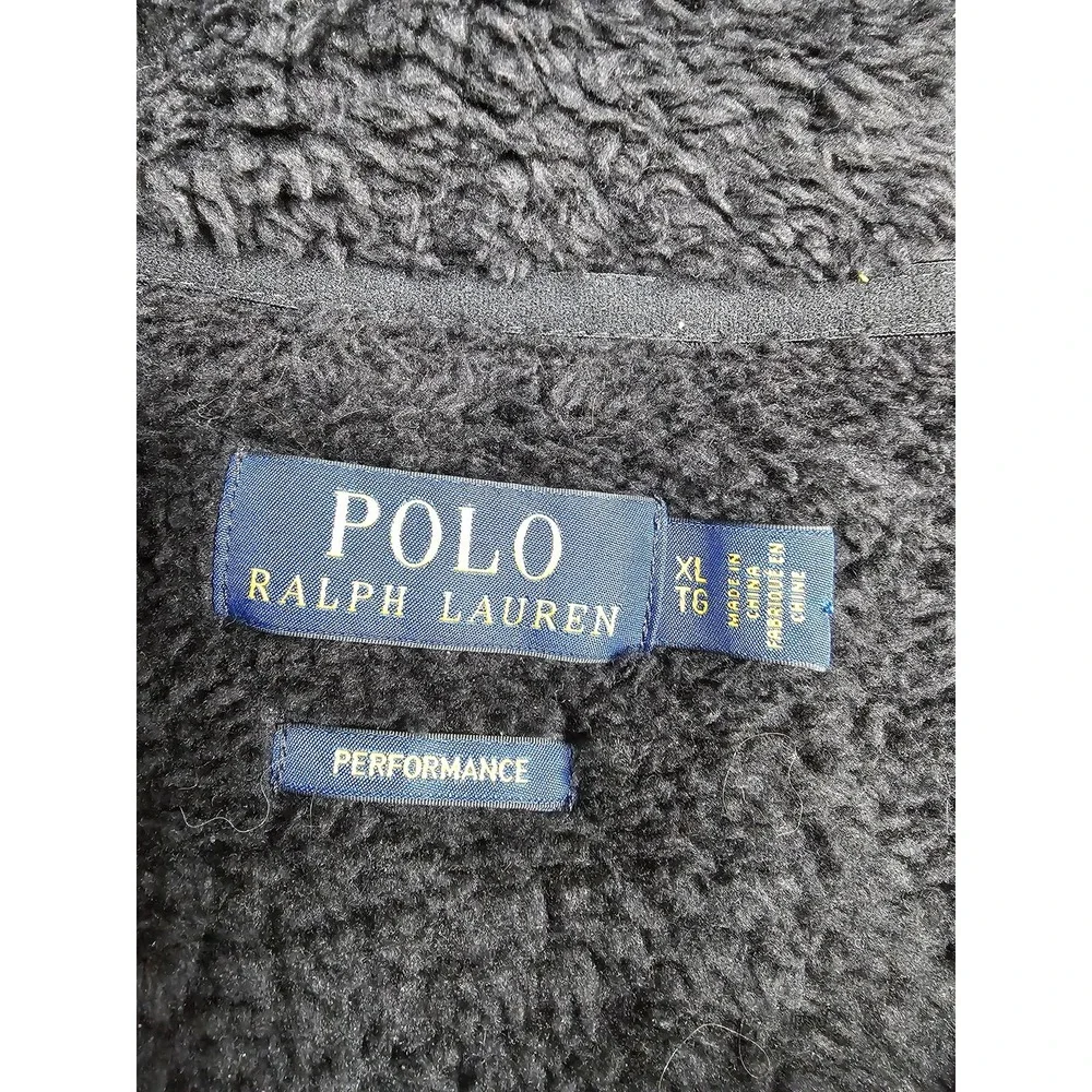Polo Ralph Lauren Jacket Mens XL Black Performance Sherpa Fleece Hooded Full Zip